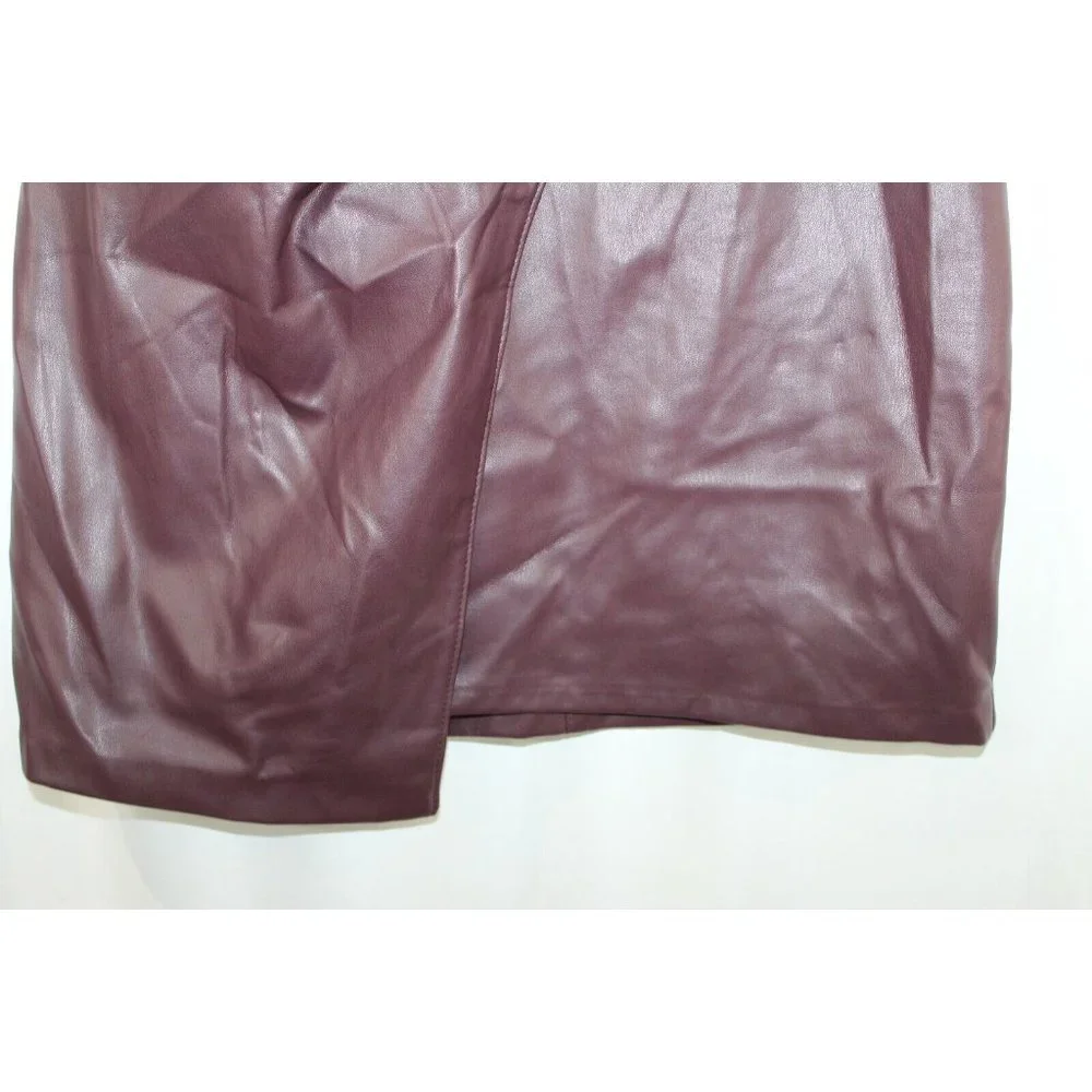 NWT Bailey 44 Womens Dark Red Faux Leather Wrap Skirt S Made in USA - Picture 3 of 5